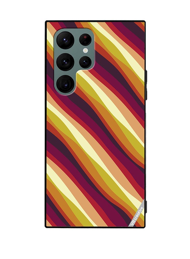 VR CREATIVE Protective Case Cover For Samsung Galaxy S22 Ultra 5G Colorful With Curved Lines Pattern2 Design Multicolour - Image 1