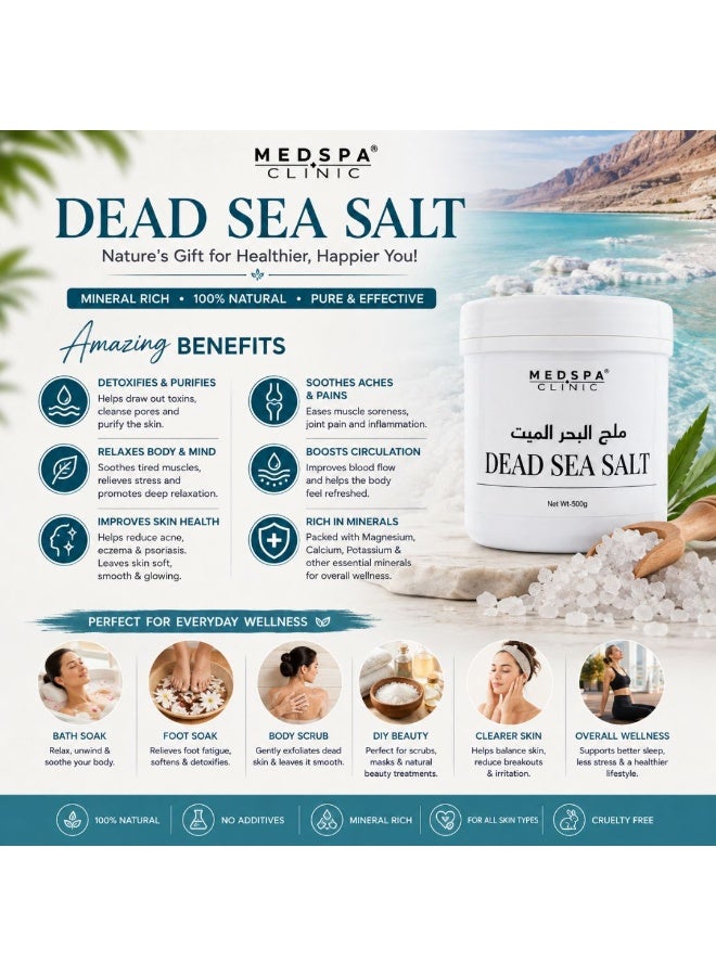 MEDSPACLINIC Pure Dead Sea Salt, Natural Mineral Bath Salt 500g - Image 4
