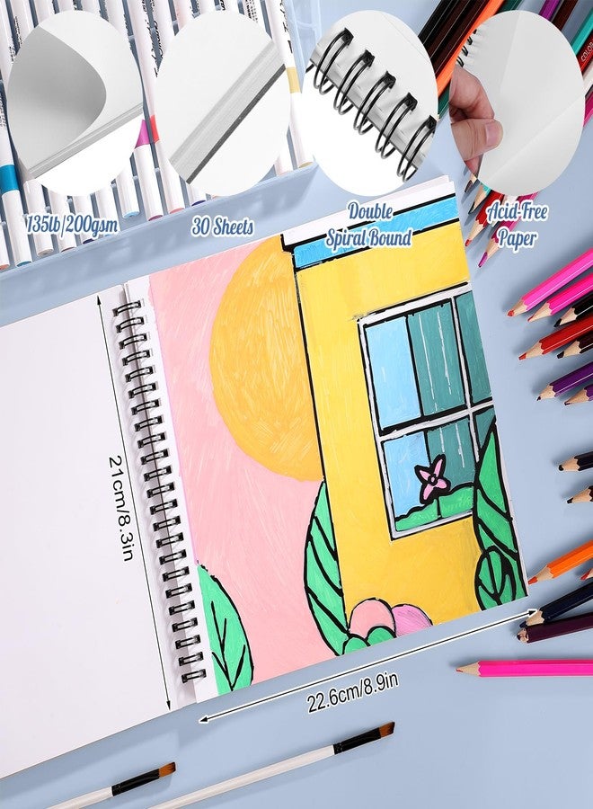 Prudiut 135lb/200gsm Marker Paper Pad, 8.3×8.9in Double Sided Bleedproof Sketch Pad, 30 Sheets Art Paper Spiral Sketchbook, Smooth Painting Coloring Alcohol Marker Paper for DIY, Gift - Image 2