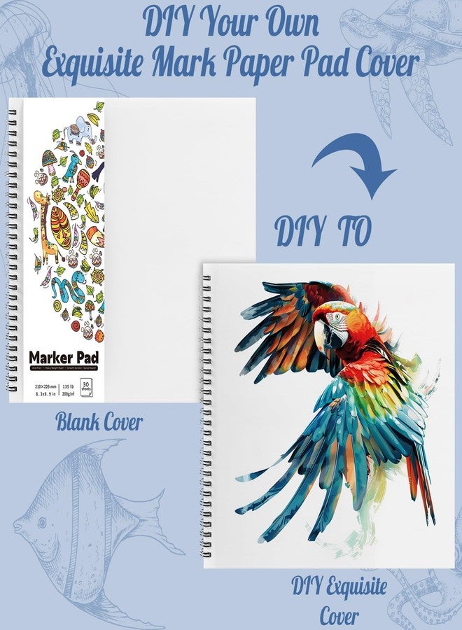 Prudiut 135lb/200gsm Marker Paper Pad, 8.3×8.9in Double Sided Bleedproof Sketch Pad, 30 Sheets Art Paper Spiral Sketchbook, Smooth Painting Coloring Alcohol Marker Paper for DIY, Gift - Image 3