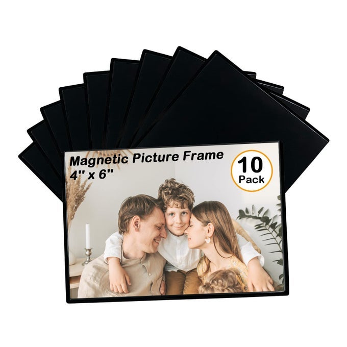 MAGNETIC PICTURE FRAME HOLDS 4X6 INCHES PICTURES REUSABLE BLACK MAGNET FRIDGE PHOTO SLEEVES FOR REFRIGERATOR LOCKEROFFICE CABINET