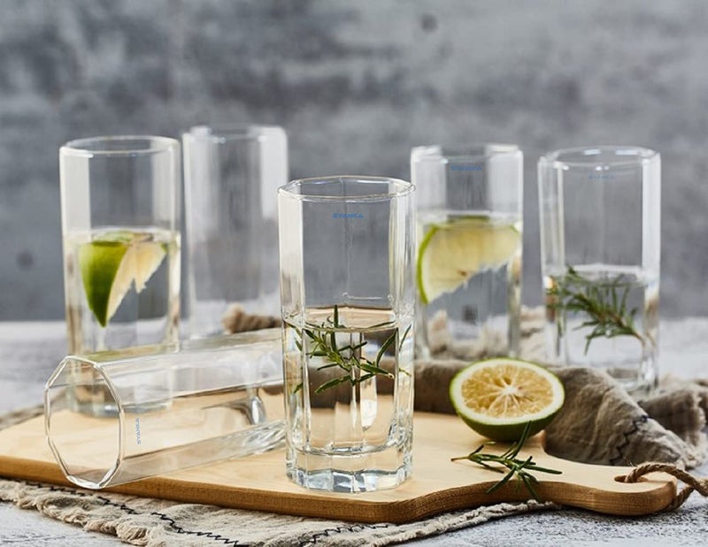 SYANKA Italian Premium Juice Glasses Set of 12 Transparent 300ml Stylish and Crystal Highball Glasses for Drinking Water Juice and Cocktails - Image 3