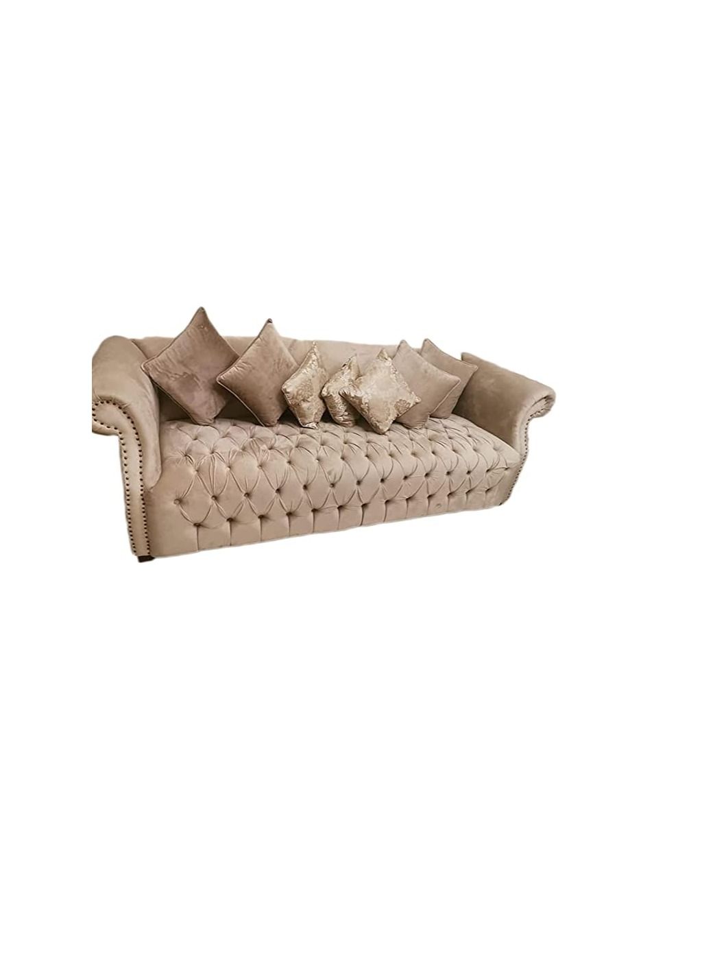 Eloquent Upholstered Velvet Fabric 3 Seater Sofa