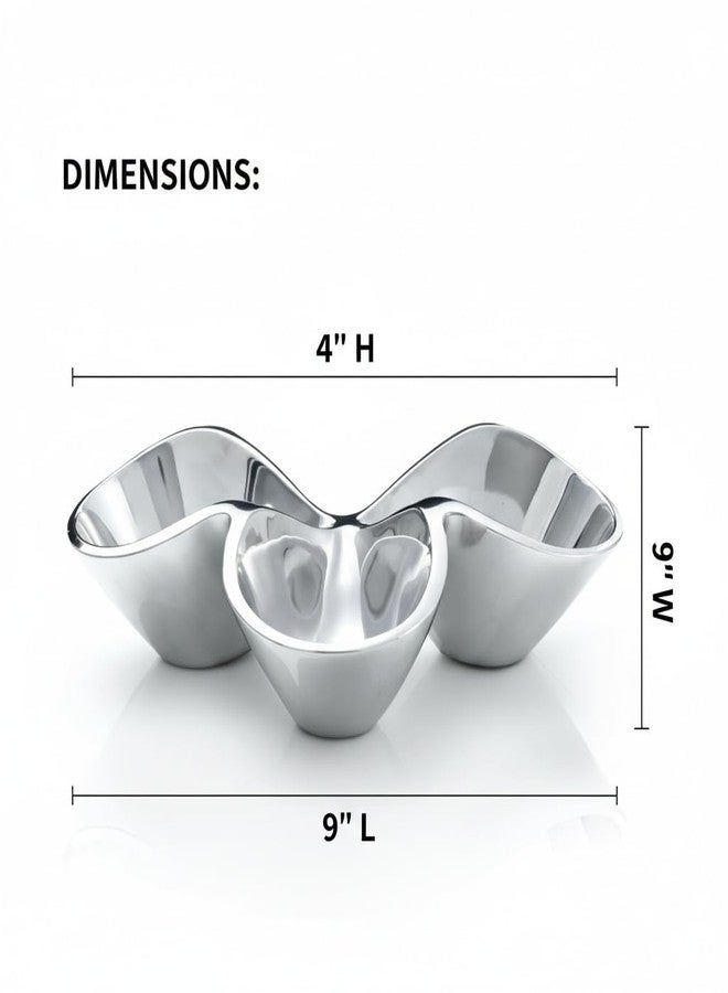 nambe Bella Triple Condiment Server | 3 Part Divided Serving Tray for Condiments, Dips, Appetizers, and Snacks | Made of Metal Alloy | Designed by Steve Cozzolino - Image 2