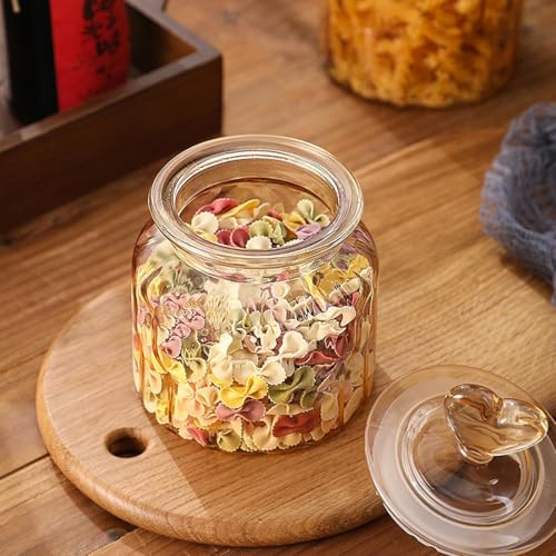 bellemax Pop Glass Jar and Container With Airtight Silicone Seal Lid, Glass Jars For Kitchen Storage, Food Storage Containers For Spices, Dry Foods, Honey, Aachar (700ML - Love POP Jars, Set of 3) - Image 5