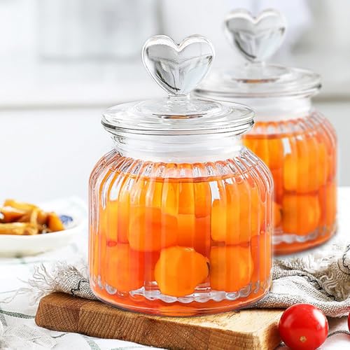 bellemax Pop Glass Jar and Container With Airtight Silicone Seal Lid, Glass Jars For Kitchen Storage, Food Storage Containers For Spices, Dry Foods, Honey, Aachar (700ML - Love POP Jars, Set of 3) - Image 2