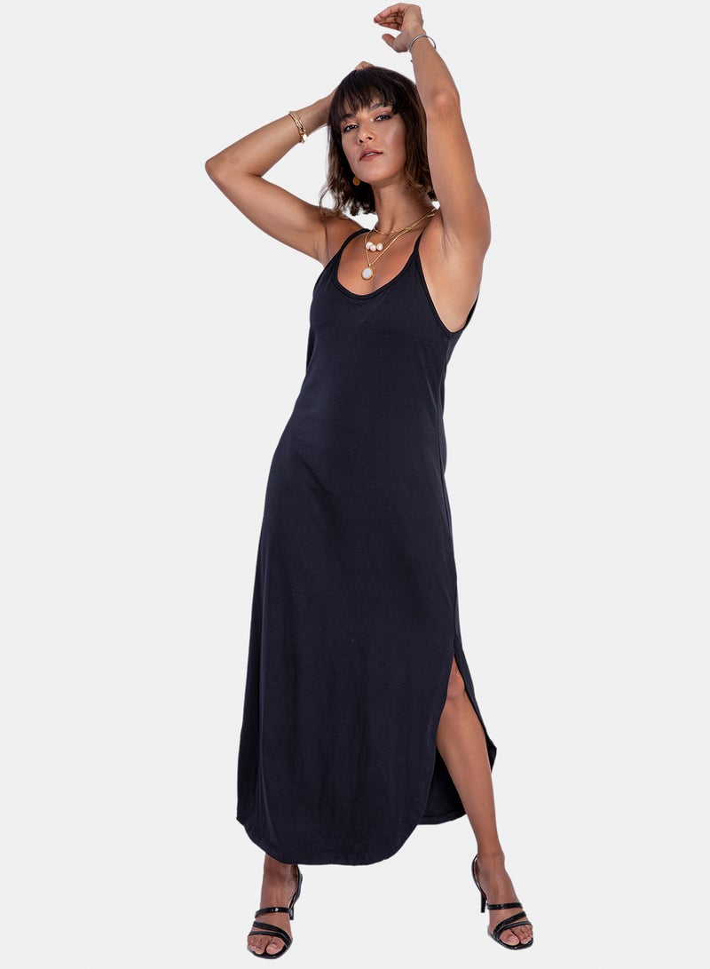 belle Side Slits Solid Dress - Image 2