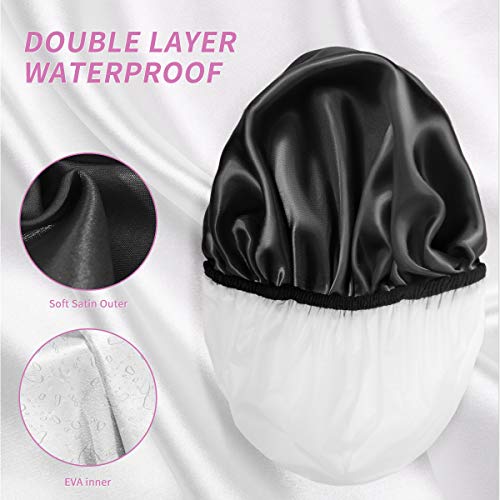 Aquior Shower Caps, Extra Large for Women Long Hair, Double Layer Waterproof Reusable Hair Cap 4 Pieces - Image 5