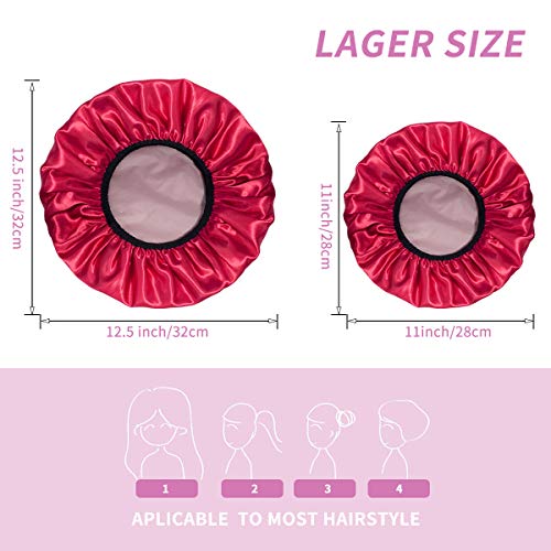 Aquior Shower Caps, Extra Large for Women Long Hair, Double Layer Waterproof Reusable Hair Cap 4 Pieces - Image 3