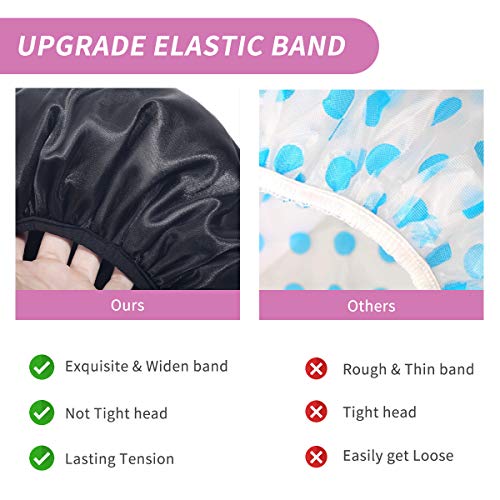 Aquior Shower Caps, Extra Large for Women Long Hair, Double Layer Waterproof Reusable Hair Cap 4 Pieces - Image 4