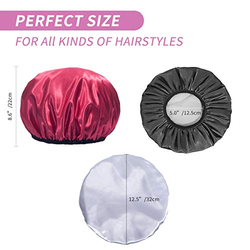 Aquior Shower Caps, Extra Large for Women Long Hair, Double Layer Waterproof Reusable Hair Cap 4 Pieces - Image 2