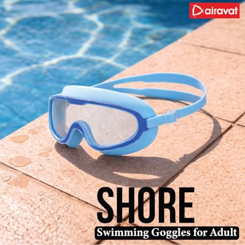 AIRAVAT Shore swimming goggles, polycarbonate goggles, No Leaking Anti-Fog Pool Goggles for Adult Men Women Youth, UV Protection, 180° Clear Vision, Free size (Sky Blue) - Image 2