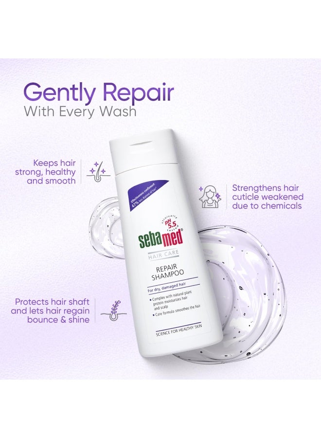 Sebamed Hair Repair Shampoo | pH5.5 I 47% less hair-dryness confirmed | Plant protein moisturises dry, damaged hair & scalp | Dermatologically & clinically tested | SLS & parabens free | 200 ml - Image 2