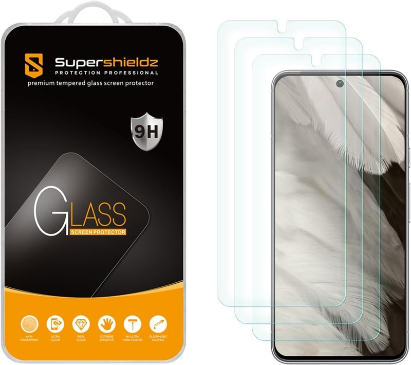 Supershieldz (3 Pack) Designed for Google Pixel 8 Tempered Glass Screen Protector, Anti Scratch, Bubble Free - Image 1