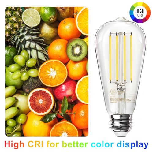 TJOY 12 Pack Vintage 8W ST58 LED Edison Light Bulbs, Dimmable, 60W Equivalent, 800Lumens, 2700K Warm White, E26 Base LED Filament Bulb, CRI80+, Antique Glass Style for Home, Bedroom, Office, Farmhouse - Image 3