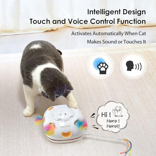 ORSDA Cat Toys for Indoor Cats, 4 in 1 Automatic Interactive Kitten Toy, Rechargeable Electric Whack-A-Mole Moving Ambush Feather, Hide and Seek, Chase Feather for Kitty for Kicker Adult Cat - Image 3