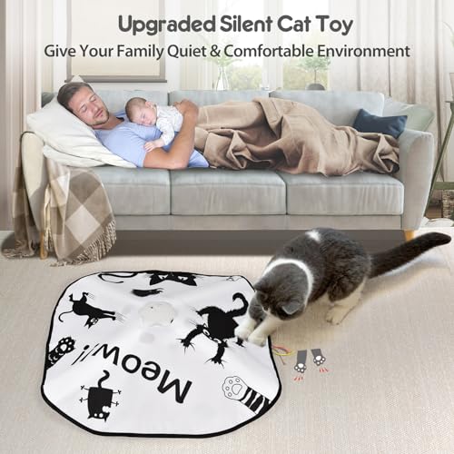 ORSDA Cat Toys for Indoor Cats, 4 in 1 Automatic Interactive Kitten Toy, Rechargeable Electric Whack-A-Mole Moving Ambush Feather, Hide and Seek, Chase Feather for Kitty for Kicker Adult Cat - Image 4