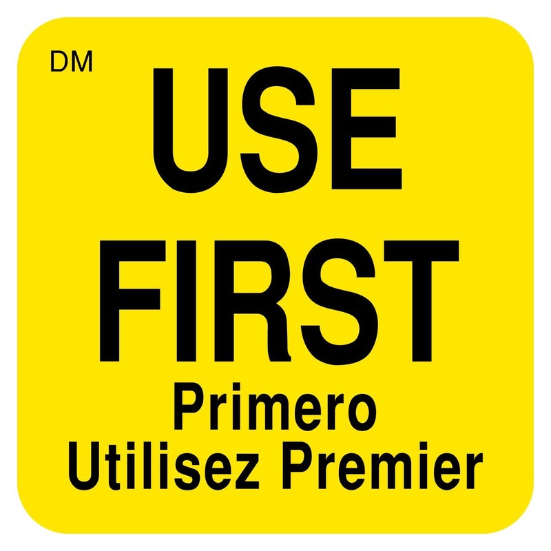 "USE First" Dissolvable Label, 1" x 1", Roll of 500