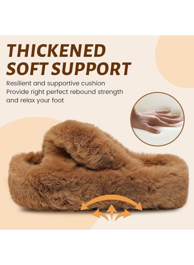 Lucky Kids Women's Slippers Cozy Memory Foam House Bedroom Slippers for Women Fuzzy Plush Comfy Faux Fur Lined Slide Shoes Anti-Skid Sole Trendy Gift Slippers - Image 3