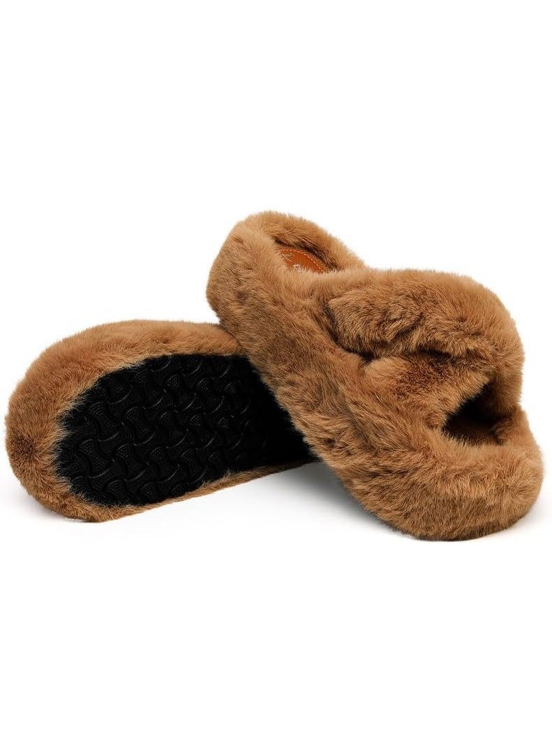 Lucky Kids Women's Slippers Cozy Memory Foam House Bedroom Slippers for Women Fuzzy Plush Comfy Faux Fur Lined Slide Shoes Anti-Skid Sole Trendy Gift Slippers - Image 1