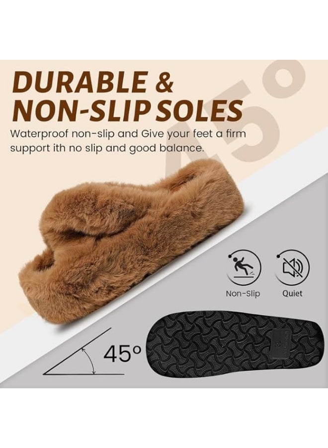 Lucky Kids Women's Slippers Cozy Memory Foam House Bedroom Slippers for Women Fuzzy Plush Comfy Faux Fur Lined Slide Shoes Anti-Skid Sole Trendy Gift Slippers - Image 4