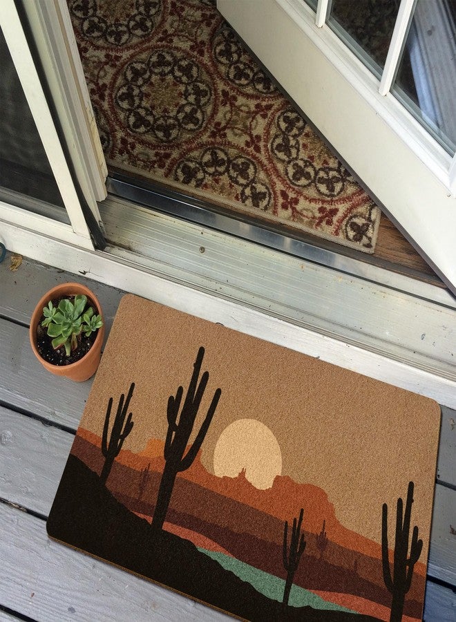 XLDLIOO Boho Western Cactus Door Mat, Desert Landcape Welcome Front Door Mat Indoor Outdoor Entrance, Rustic Western Artificial Coir Doormat Rugs for Porch Patio Entry Decor 30x17in - Image 5