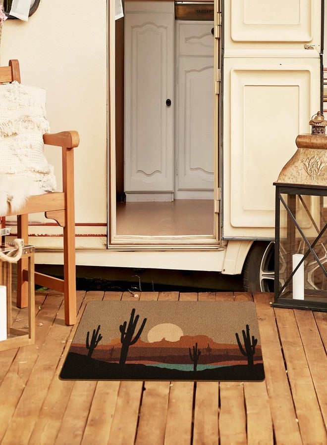 XLDLIOO Boho Western Cactus Door Mat, Desert Landcape Welcome Front Door Mat Indoor Outdoor Entrance, Rustic Western Artificial Coir Doormat Rugs for Porch Patio Entry Decor 30x17in - Image 4