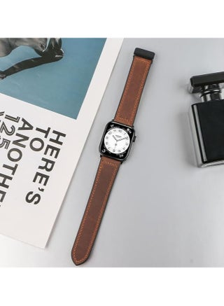 Leather Bands Compatible with Apple Watch Band 46mm 44mm 45mm 46mm 49mm,Mens Leather Watch Band Vintage Fashion,Replacement Bands Strap for iWatch Series Ultra 8 7 6 5 4 3 2 1 SE Women Men - view 5