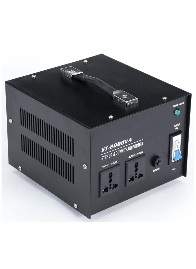 Generic - 2000W Voltage Converter UK to US/ US to UK Toroidal Core Step Up and Down Voltage Transformer Output 110V - 120V / 220V - 240V Voltage Converter with UK Standard Plug Circuit Break Protection - Image 1