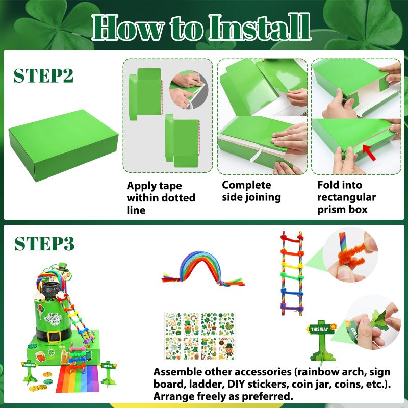 whumsdog St. Patrick's Day DIY Leprechaun Trap Kit for Kids- Craft Catch a Leprechaun Trap Set with Cauldron Kettles, Theme Stickers, Shamrock Coins | Irish Holiday Activity & Party Supplies Gift - Image 4