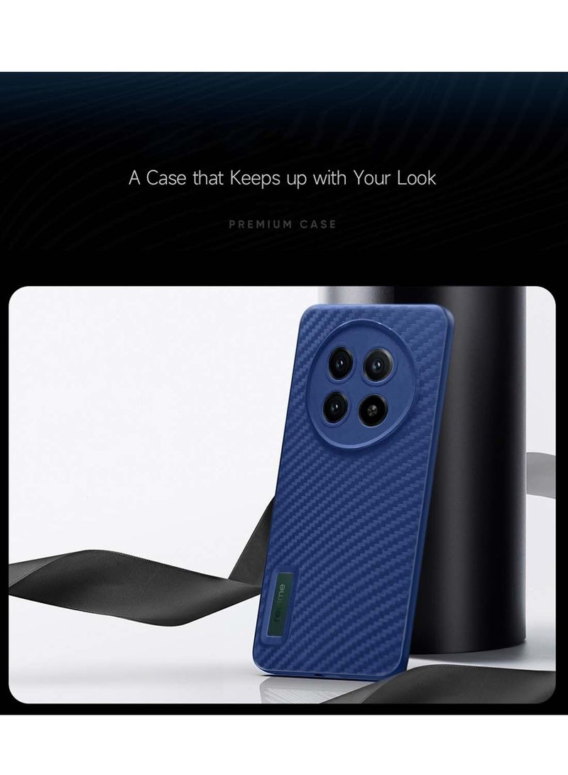 Wtech Realme 13 4G 2024 Liquid Silicone Carbon Fiber Texture Case Cover - Navy Blue - Image 3