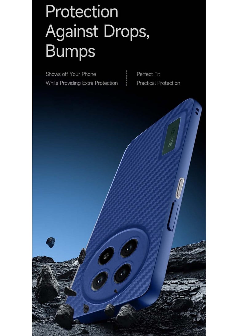 Wtech Realme 13 4G 2024 Liquid Silicone Carbon Fiber Texture Case Cover - Navy Blue - Image 4