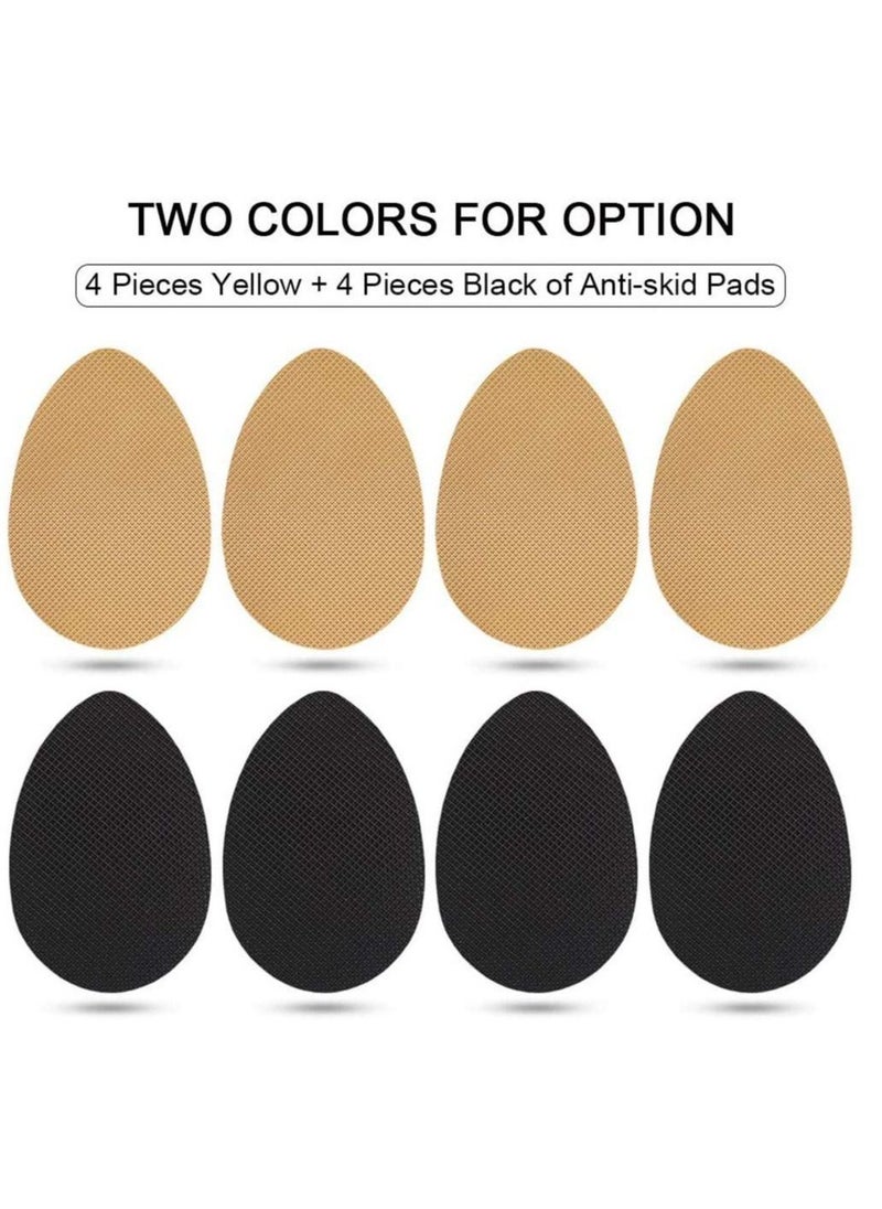 Generic - Non-Slip Rubber Shoes Pads Self-Adhesive Shoe Sole Protectors, High Heels Anti-Slip Anti-Shedding Adhesive Shoe Grips (4PCS Yellow + 4PCS Black) - Image 1