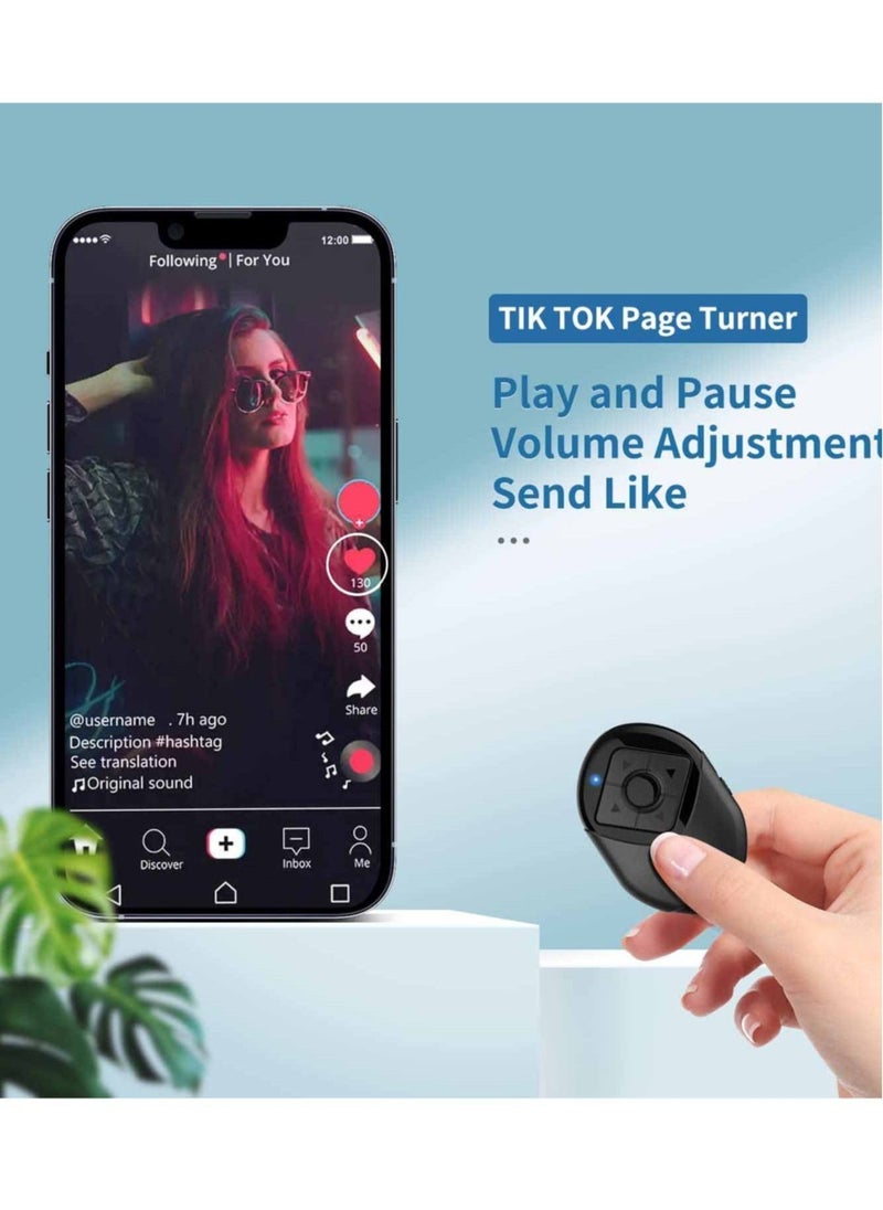 Generic - Bluetooth Scrolling Page Turner, Bluetooth Remote Control for TIK TOK&Kindle App for iPhone iPad Android, Camera Shutter Remote Control, 6 Buttons Support Tiktok Video Recording/Play/Pause/Give a Like - Image 1