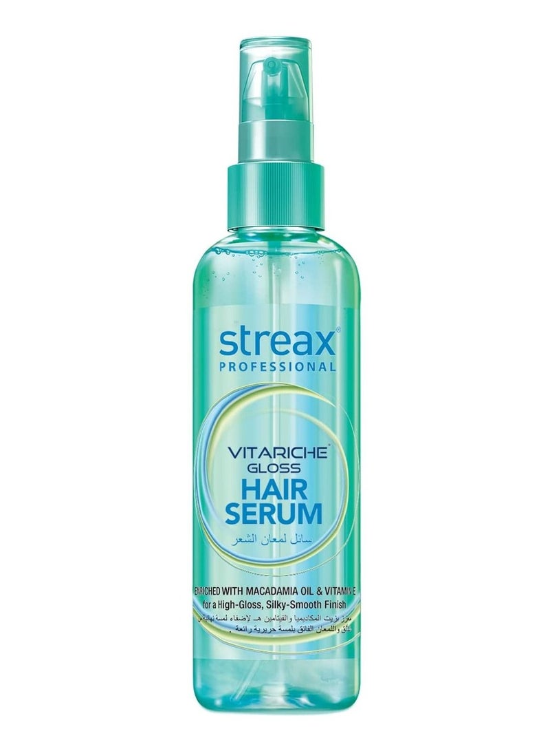 Streax Vitariche Gloss Hair Serum for Women Men 100ml Enriched with Macadamia Oil and Vitamin E For Gorgeous Shiny Hair