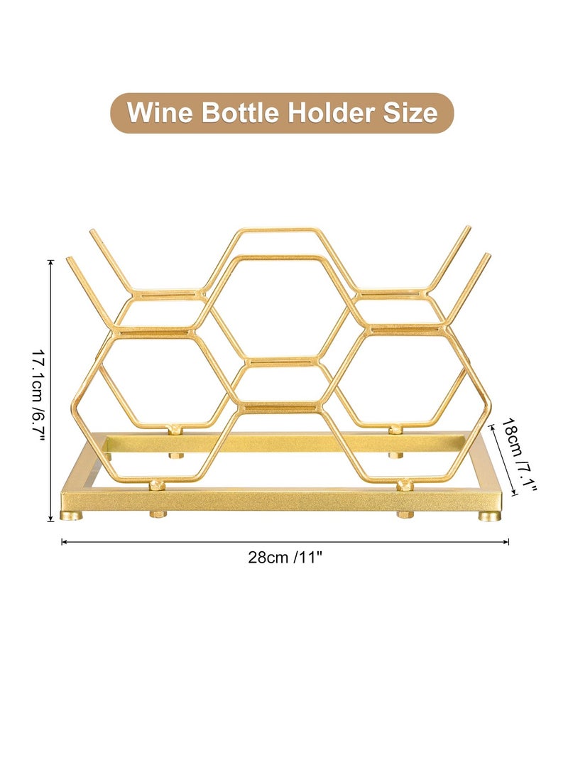 SYOSI Countertop Wine Rack, Tabletop Wine Bottle Holder for Up to 5 Standard Bottles, Freestanding Hexagon Wine Rack for Home Decor, Bar, Cabinet, Pantry - Image 2