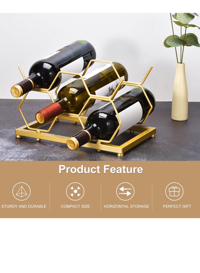 SYOSI Countertop Wine Rack, Tabletop Wine Bottle Holder for Up to 5 Standard Bottles, Freestanding Hexagon Wine Rack for Home Decor, Bar, Cabinet, Pantry - Image 3