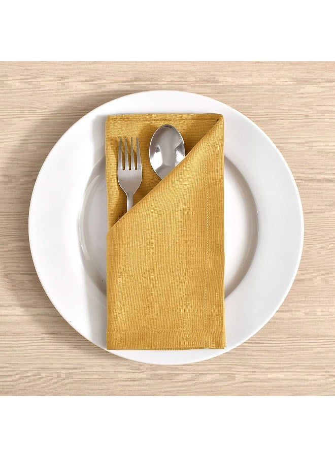 Fingercraft Cloth Napkins Set of 12, Cotton Linen Blend, Premium Quality, Mitered Corners for Every Day Use Christmas Napkins Cloth, Pre Shrunk and Good Absorbency 18x18 inch Gold - Image 1