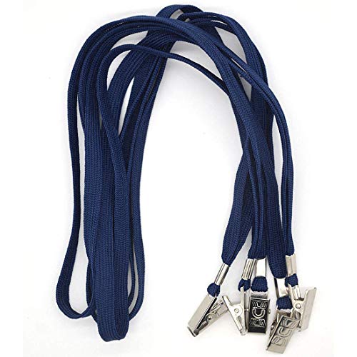 Bird Fiy Navy Blue Lanyards 100 Pack Bulk Badge Lanyards with Clip Neck Flat Lanyard with Badge Lanyard Bulldog Clip (Navy Blue, 100 Pack) - Image 3