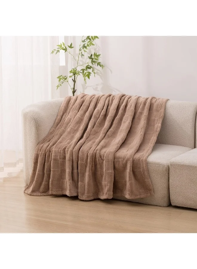 Home Box Cloud Sculpted Rabbit Fur Single-Layer Twin Blanket 150 x 200 cm