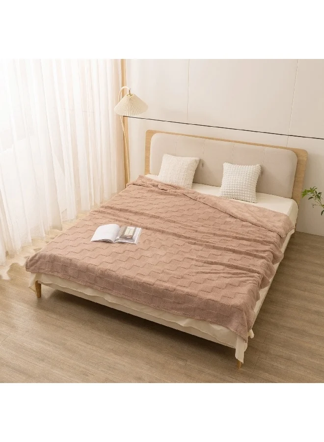 Home Box Cloud Sculpted Rabbit Fur Single-Layer Twin Blanket 150 x 200 cm