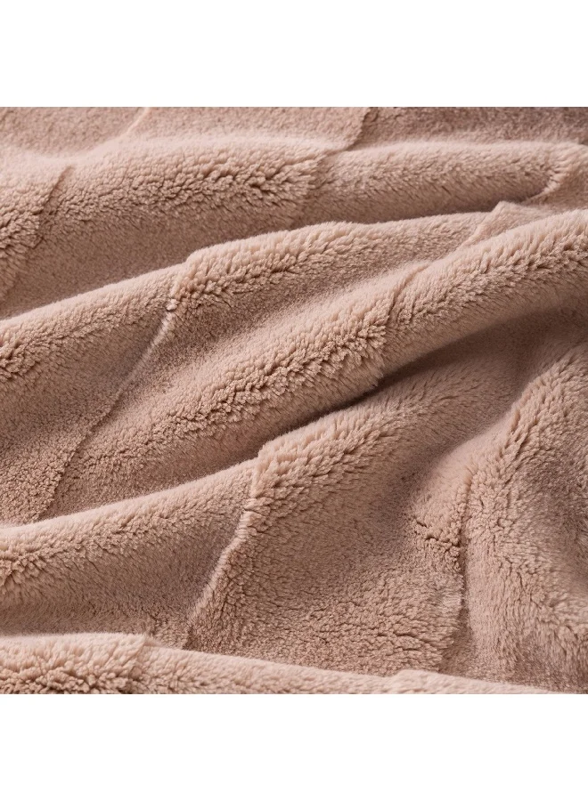 Home Box Cloud Sculpted Rabbit Fur Single-Layer Twin Blanket 150 x 200 cm