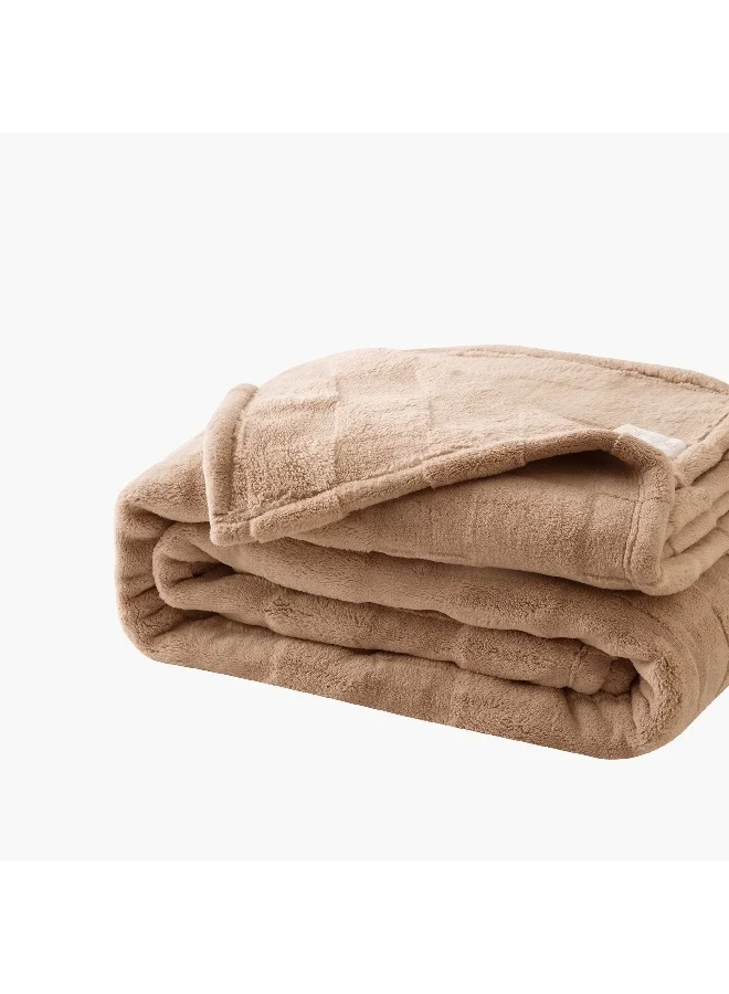Home Box Cloud Sculpted Rabbit Fur Single-Layer Twin Blanket 150 x 200 cm