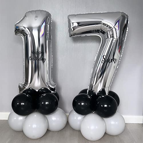 BBPOOL 17 Number Balloons Silver 17 or 71 Balloons Number 40 Inch Number 17 Foil Mylar Balloons for 17 or 71 Birthday Party 17 or 71 Anniversary Events Decorations - Image 5