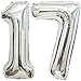 BBPOOL 17 Number Balloons Silver 17 or 71 Balloons Number 40 Inch Number 17 Foil Mylar Balloons for 17 or 71 Birthday Party 17 or 71 Anniversary Events Decorations - Image 2