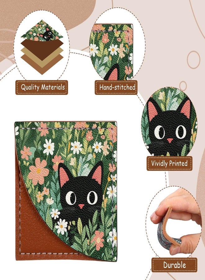 Skyygemm 6 Pcs Cute Black Cat Corner Bookmarks Set, Fun and Creative Leather Book Label Card Accessories, Suitable for Book Lovers Teacher's Day Office Bookkeeping Stationery Halloween Gifts - Image 4