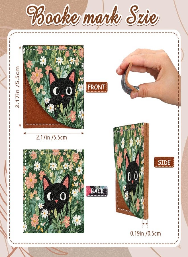 Skyygemm 6 Pcs Cute Black Cat Corner Bookmarks Set, Fun and Creative Leather Book Label Card Accessories, Suitable for Book Lovers Teacher's Day Office Bookkeeping Stationery Halloween Gifts - Image 3