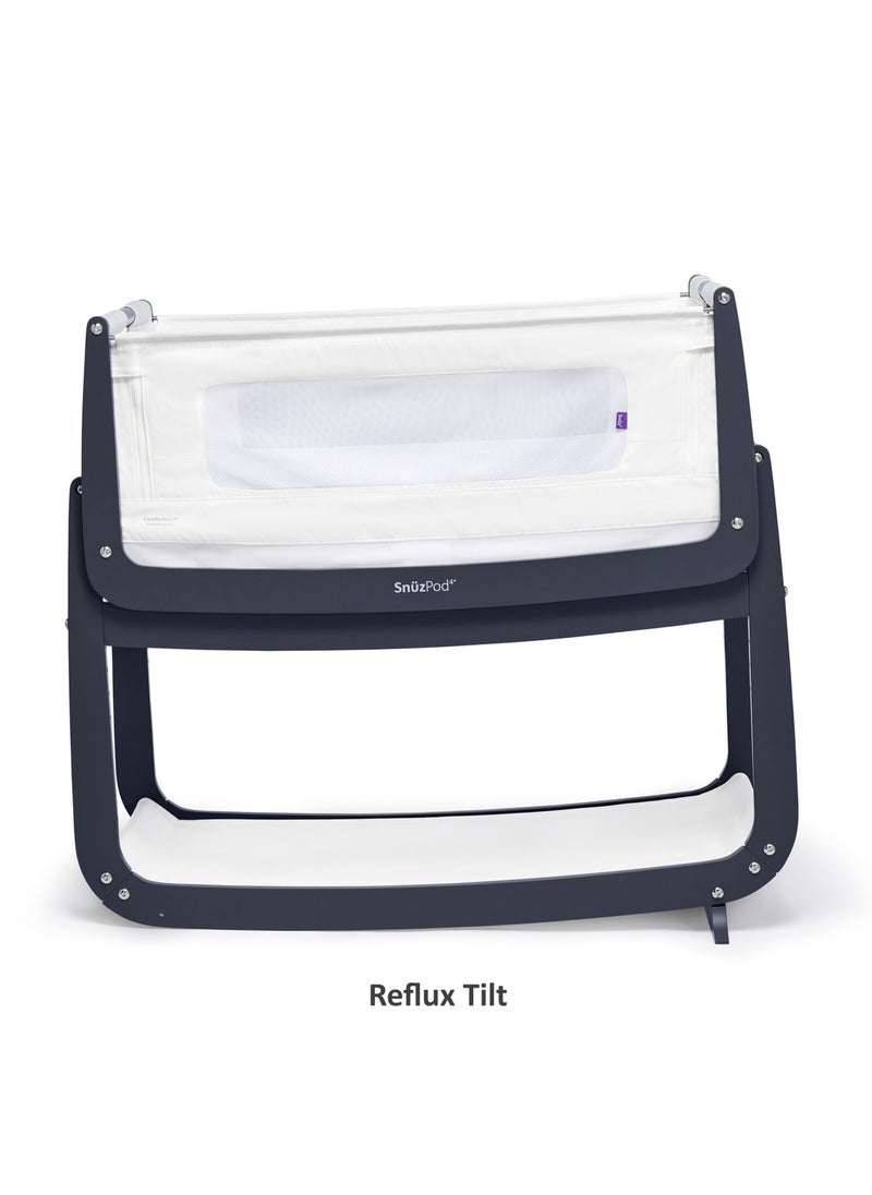 Pod4 Bedside Crib For Infant And Baby, Increased Air Flow For Better Sleep, 3D Breathable Mattress, Machine Washable Liner, Rocking Stand, Suitable From 0 To 6 Months ( L100 X 49 X H95) - Navy