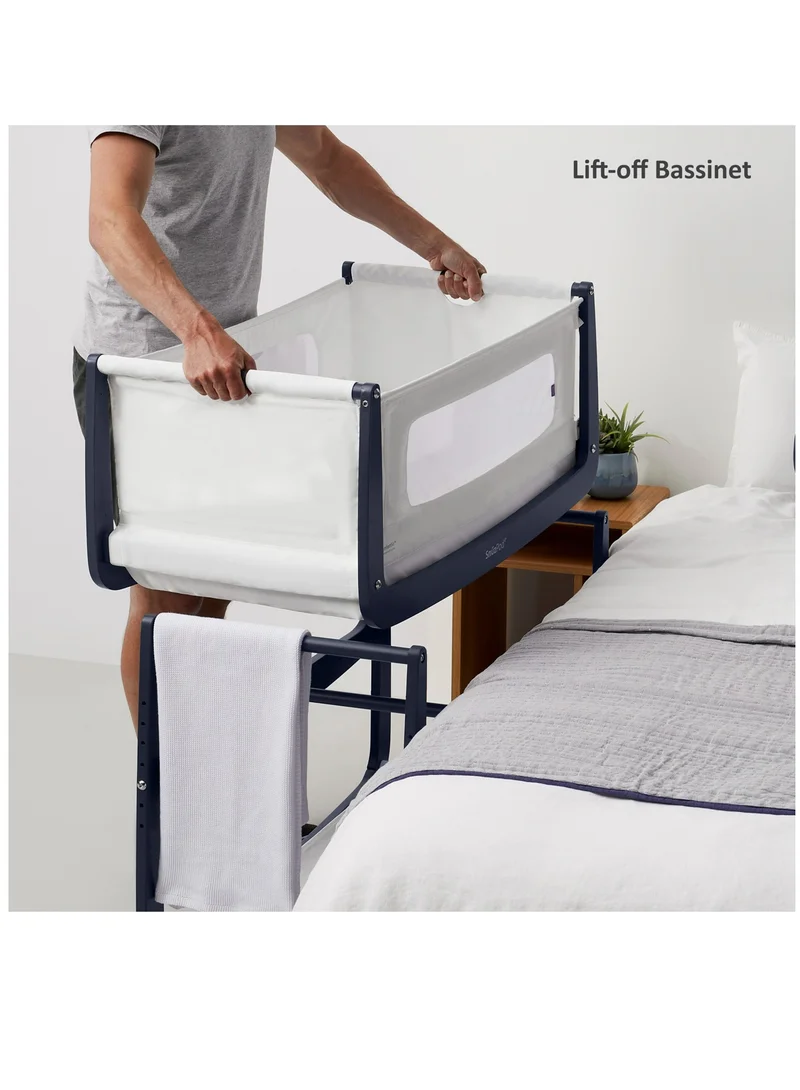 سنوز Pod4 Bedside Crib For Infant And Baby, Increased Air Flow For Better Sleep, 3D Breathable Mattress, Machine Washable Liner, Rocking Stand, Suitable From 0 To 6 Months ( L100 X 49 X H95) - Navy