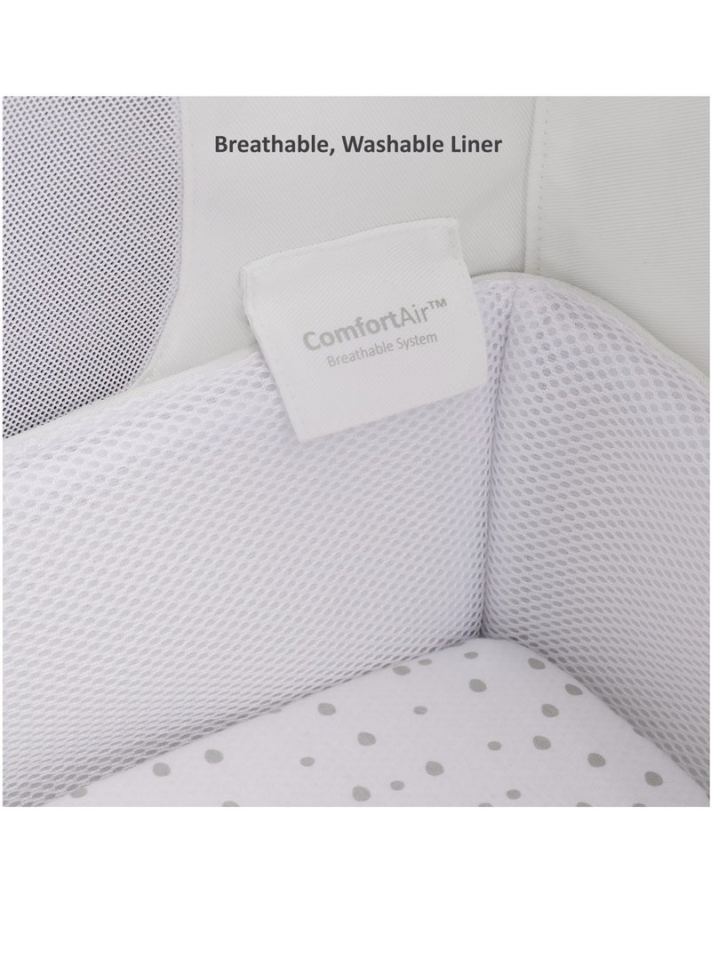 Pod4 Bedside Crib For Infant And Baby, Increased Air Flow For Better Sleep, 3D Breathable Mattress, Machine Washable Liner, Rocking Stand, Suitable From 0 To 6 Months ( L100 X 49 X H95) - Navy